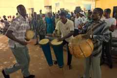 Drummers from northern Ghana provide accompaniment to the worship of northern Ghanaians in a town in southern Ghana